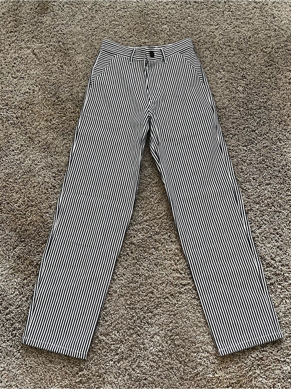 Chloe Mid-Rise Black and White Striped Jeans